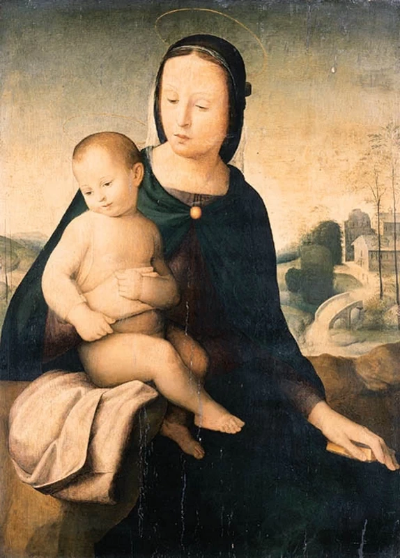 La Madonna col Bambino in un paesaggio